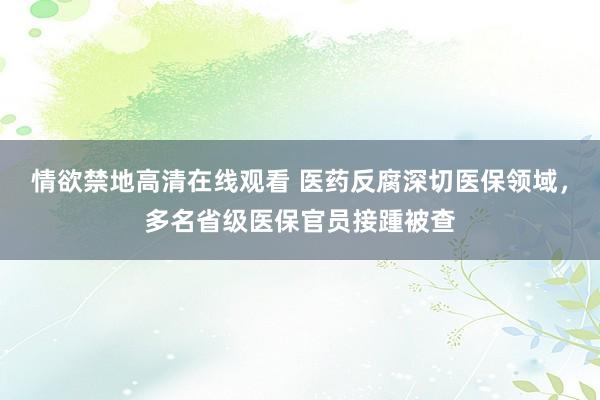 情欲禁地高清在线观看 医药反腐深切医保领域，多名省级医保官员接踵被查