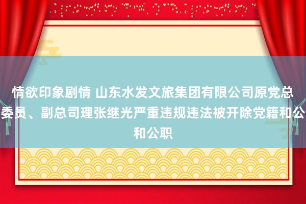 情欲印象剧情 山东水发文旅集团有限公司原党总支委员、副总司理张继光严重违规违法被开除党籍和公职