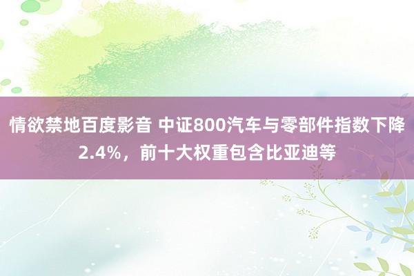 情欲禁地百度影音 中证800汽车与零部件指数下降2.4%，前十大权重包含比亚迪等