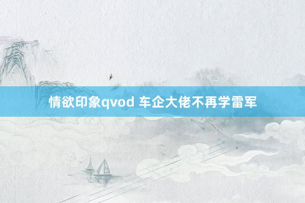 情欲印象qvod 车企大佬不再学雷军