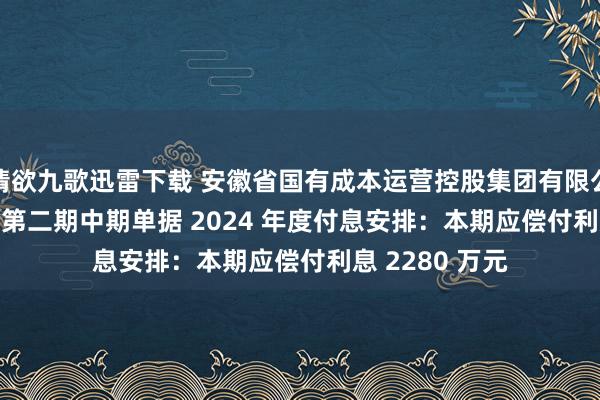 情欲九歌迅雷下载 安徽省国有成本运营控股集团有限公司 2023 年度第二期中期单据 2024 年度付息安排：本期应偿付利息 2280 万元