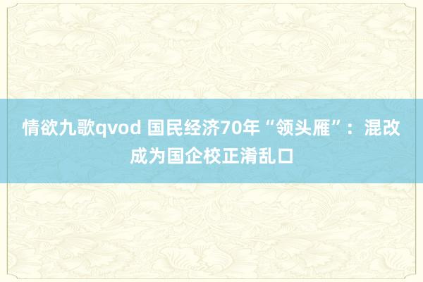 情欲九歌qvod 国民经济70年“领头雁”：混改成为国企校正淆乱口