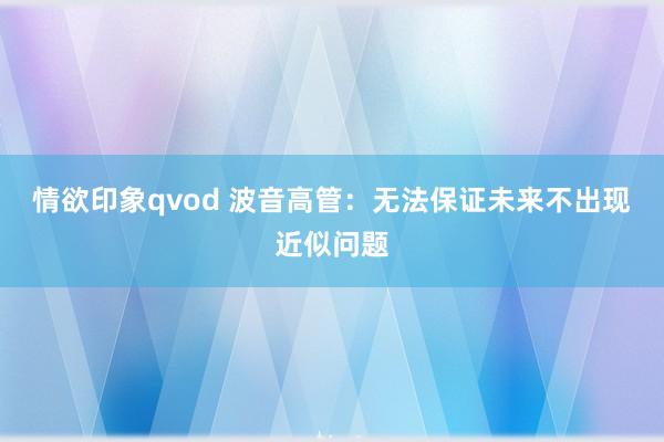 情欲印象qvod 波音高管：无法保证未来不出现近似问题