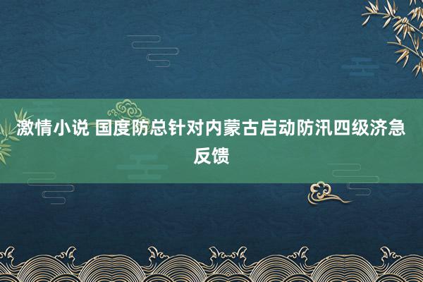 激情小说 国度防总针对内蒙古启动防汛四级济急反馈