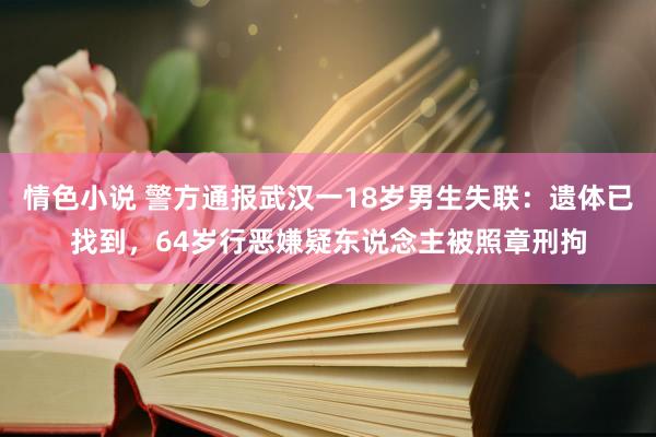 情色小说 警方通报武汉一18岁男生失联：遗体已找到，64岁行恶嫌疑东说念主被照章刑拘