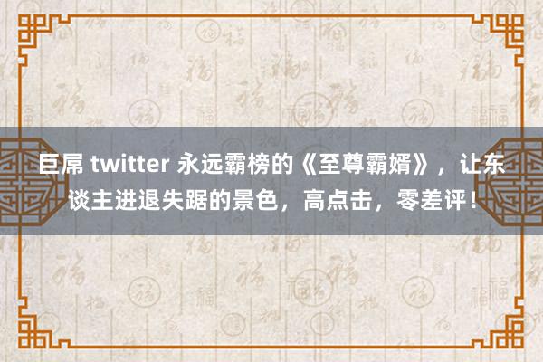 巨屌 twitter 永远霸榜的《至尊霸婿》，让东谈主进退失踞的景色，高点击，零差评！