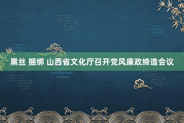 黑丝 捆绑 山西省文化厅召开党风廉政缔造会议